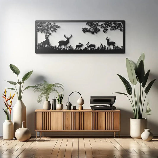 Bosque y Ciervos 60x22 cms.